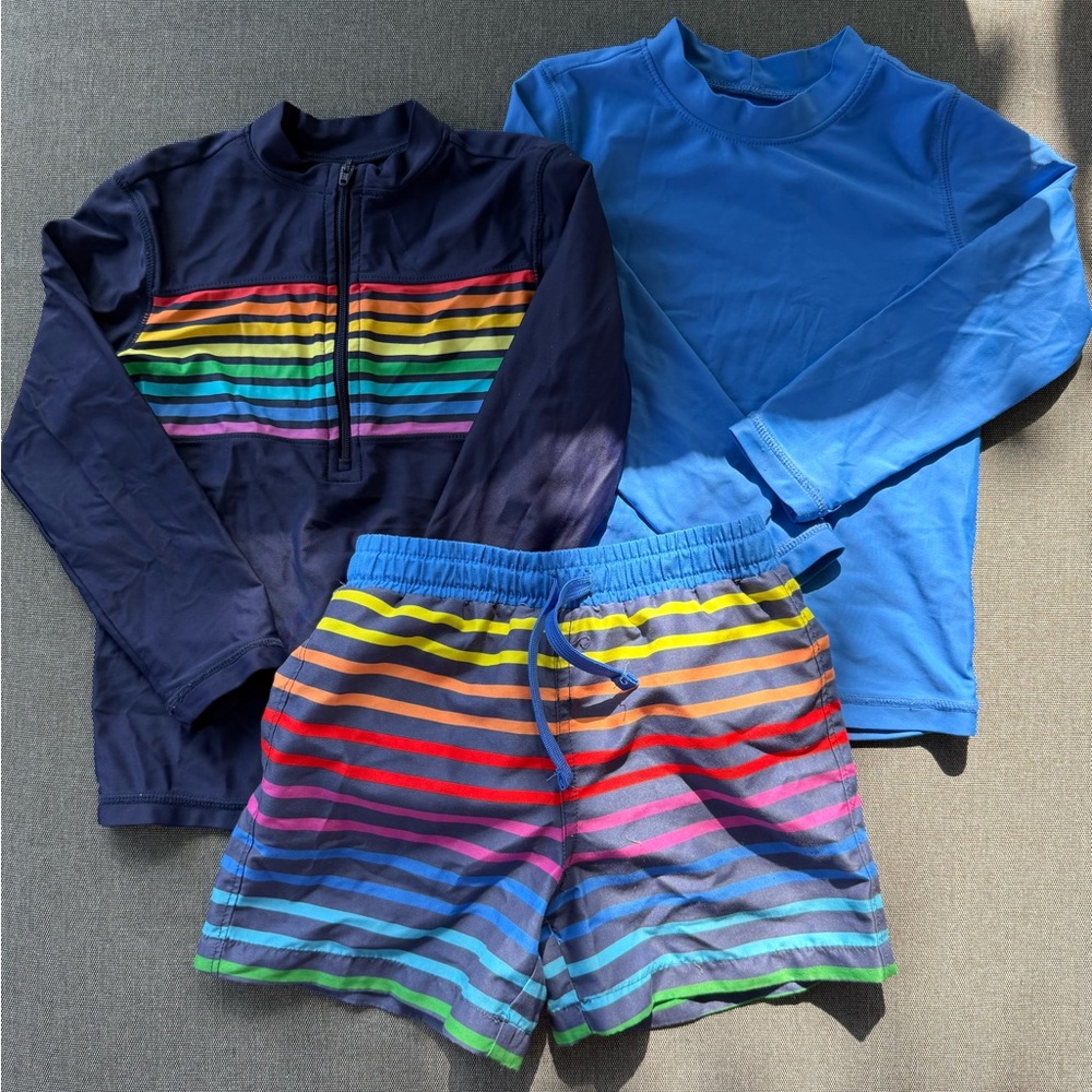 Primary Kids Rainbow Striped Swim Set